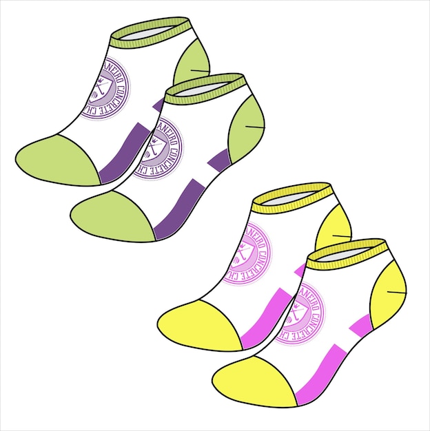 BOOTIE COLOR BLOCK TENNIS SPORTY SOCKS PAIRS VECTOR