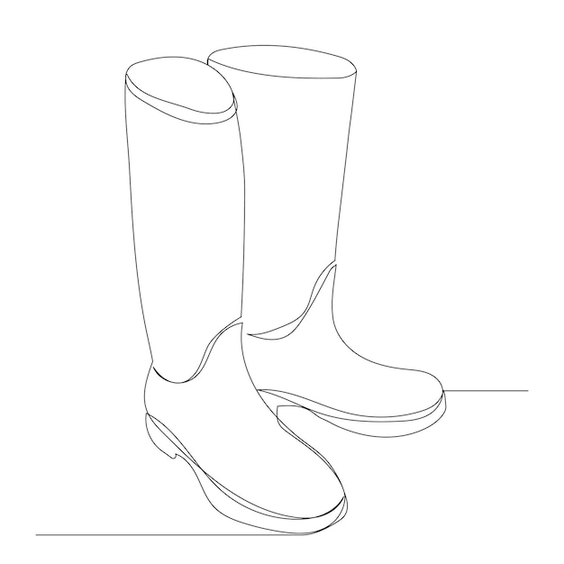 Boots drawing by one continuous line vector