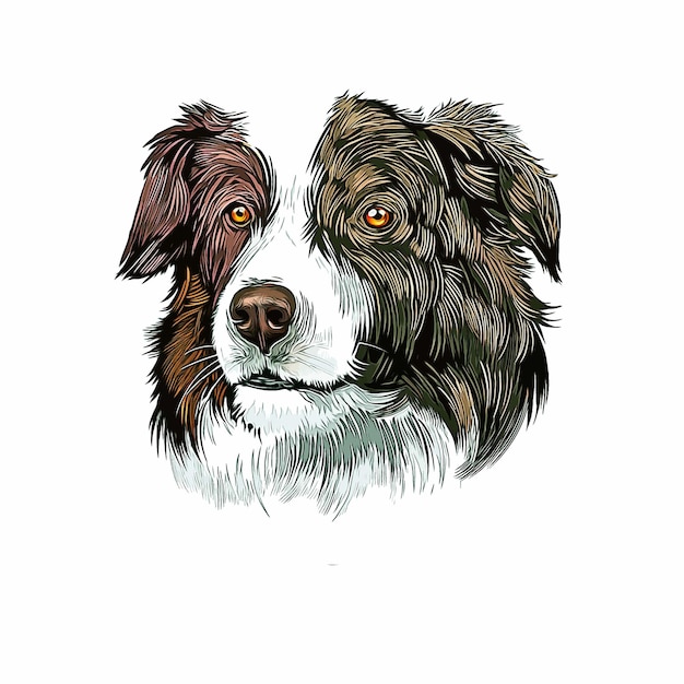 Border Collie Dog Breed Watercolor Sketch Hand Drawn Paint Illustration