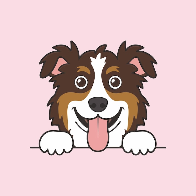 Vector border collie dog peeking face vector illustration dog peeking face isolated