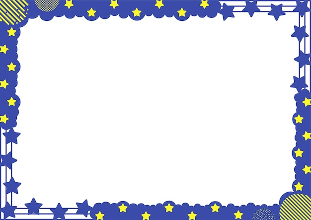 Border frame with stars and clouds in blue and yellow colors