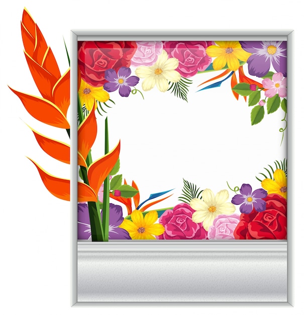 Border template with colorful flowers