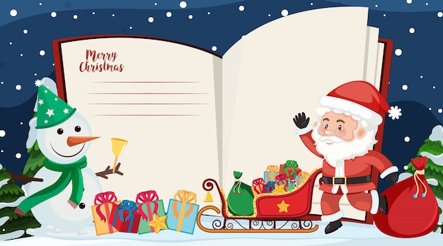 Border template with Santa and snowman