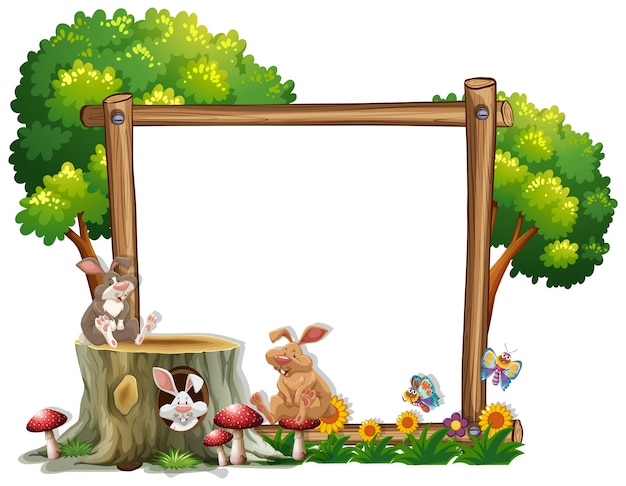 Border template with two bunnies