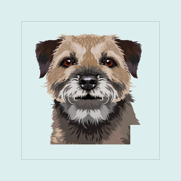 Border Terrier Dog head illustration vector