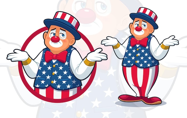 Bored Clown Wearing American Flag Outfit