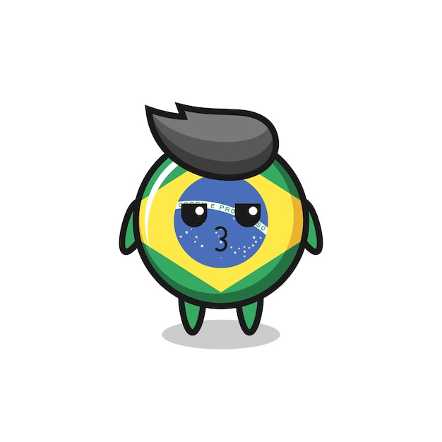 The bored expression of cute brazil flag badge characters