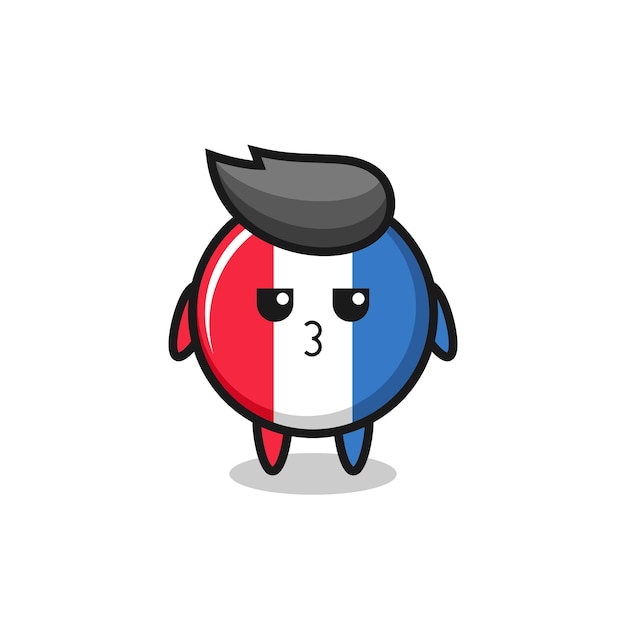 The bored expression of cute france flag badge characters , cute style design for t shirt, sticker, logo element