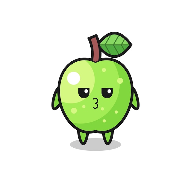 The bored expression of cute green apple characters