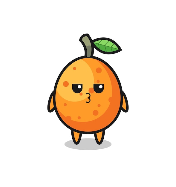 The bored expression of cute kumquat characters