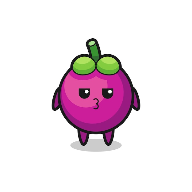 The bored expression of cute mangosteen characters