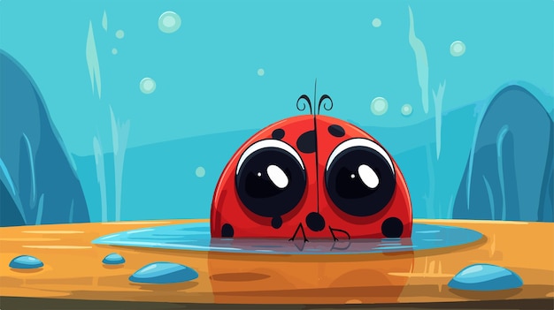 Bored Ladybug Cartoon Illustration