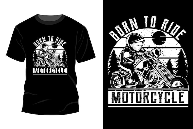 Born to ride motorcycle t-shirt mockup design silhouette