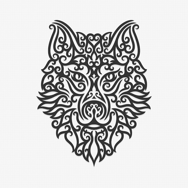 Borneo Kalimantan Dayak Ornament Wolf Illustration