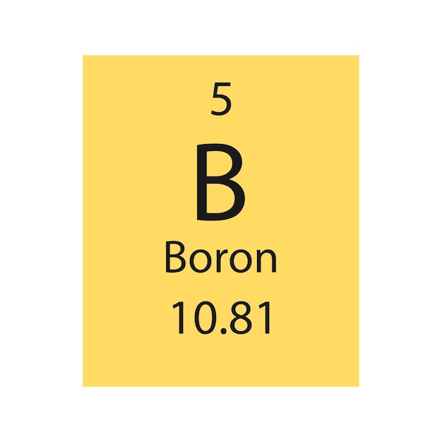 Boron symbol Chemical element of the periodic table Vector illustration