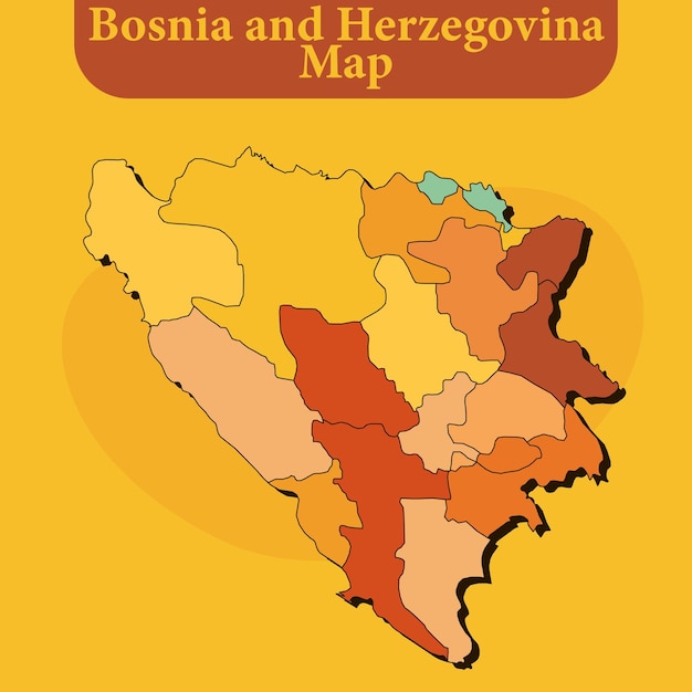 Bosnia and Herzegovina map vector with regions and cities lines and full every region