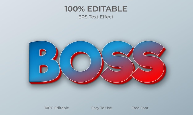 Boss Editable 3D Text Effect Vector EPS File