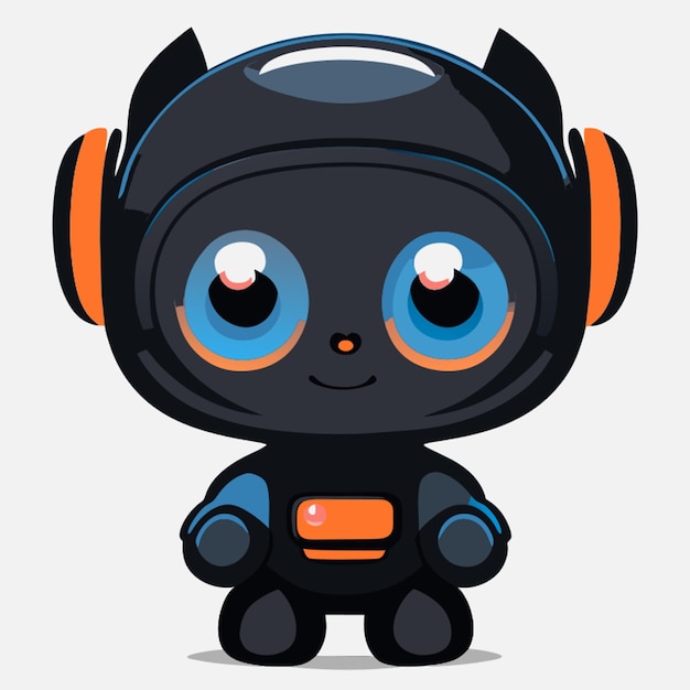 a bot with wearing black t shirt asking question vector illustration kawaii