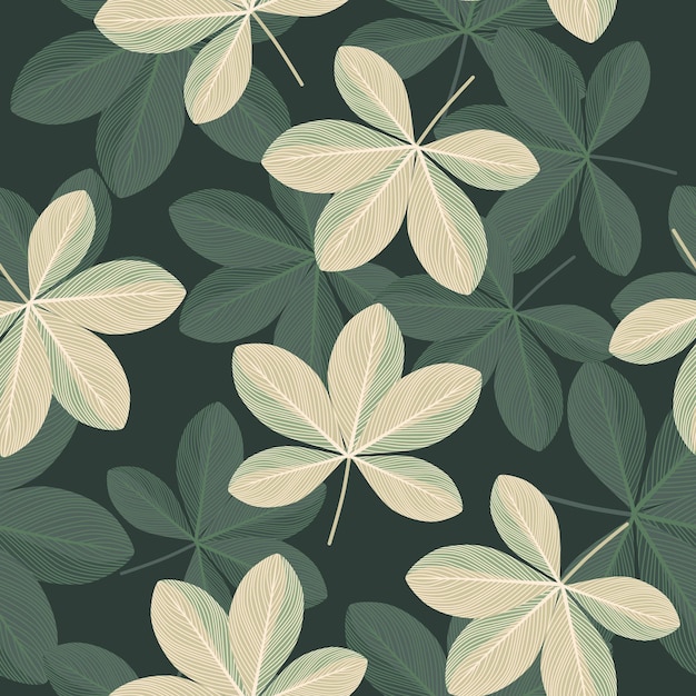 Botanic seamless pattern with doodle scheffler flowers elements