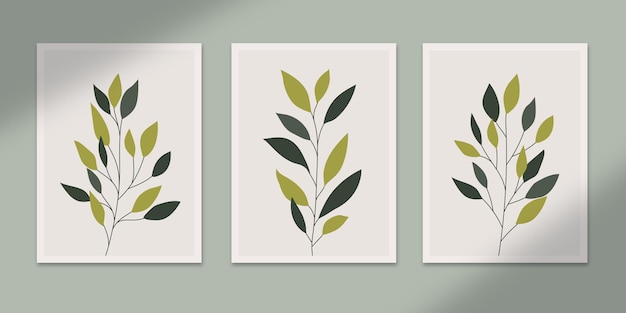 Vector botanical abstract posters art hand drawn shapes covers set collection for wall print decor