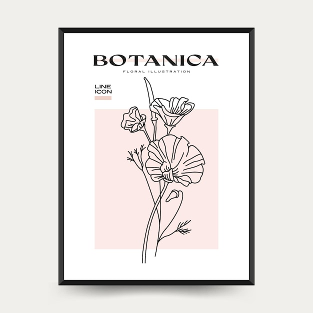 Botanical abstract wall arts. Floral vector poster collection.