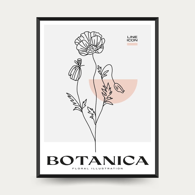 Botanical abstract wall arts. Floral vector poster collection.