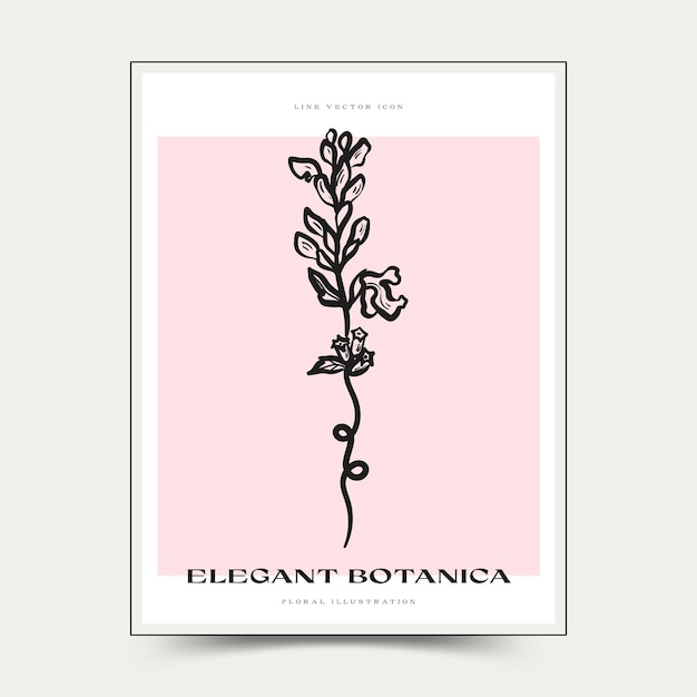 Botanical abstract wall arts. Floral vector poster collection.