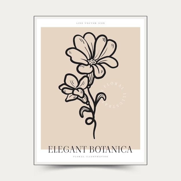 Botanical abstract wall arts. Floral vector poster collection.