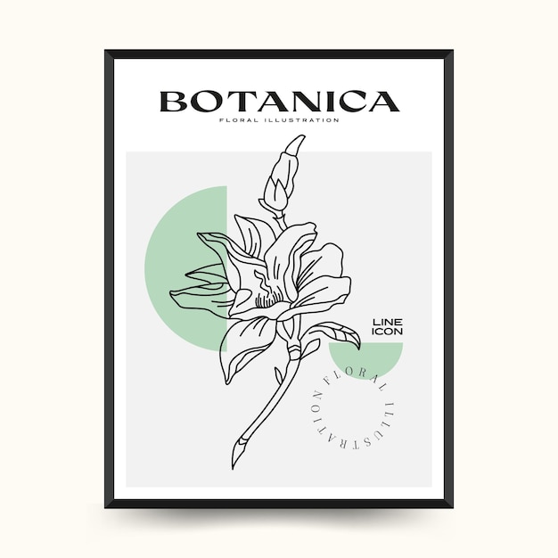 Botanical abstract wall arts. Floral vector poster collection.