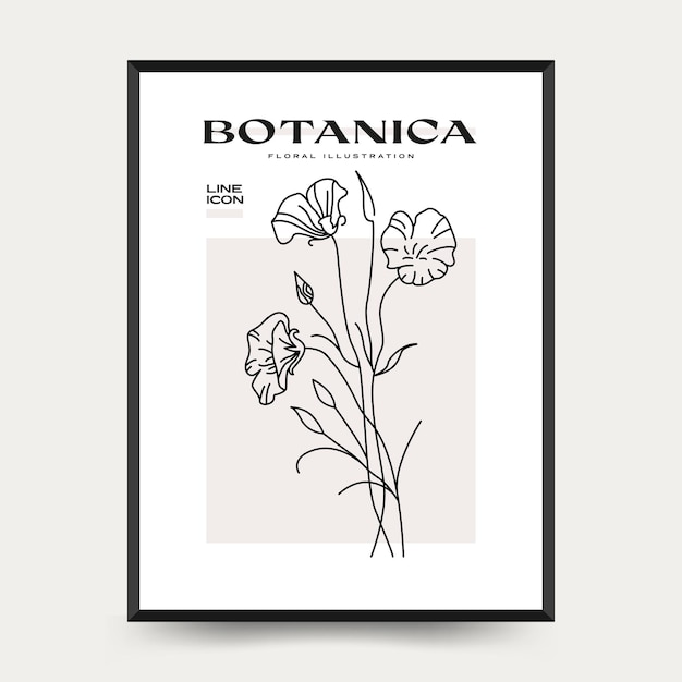 Botanical abstract wall arts. Floral vector poster collection.