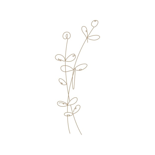 Vector botanical arts hand drawn continuous line drawing of abstract flower floral rose tropical leaves