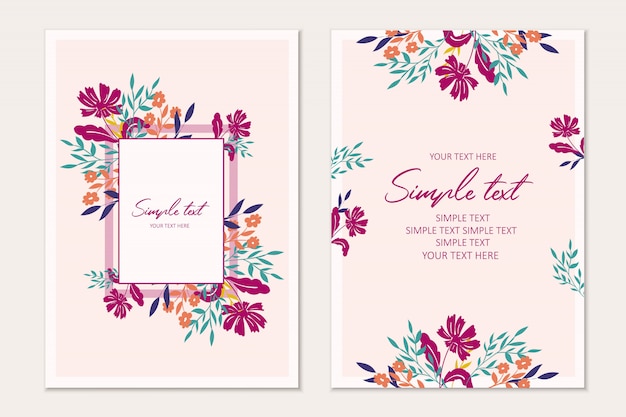 Botanical card template. Invitation cards