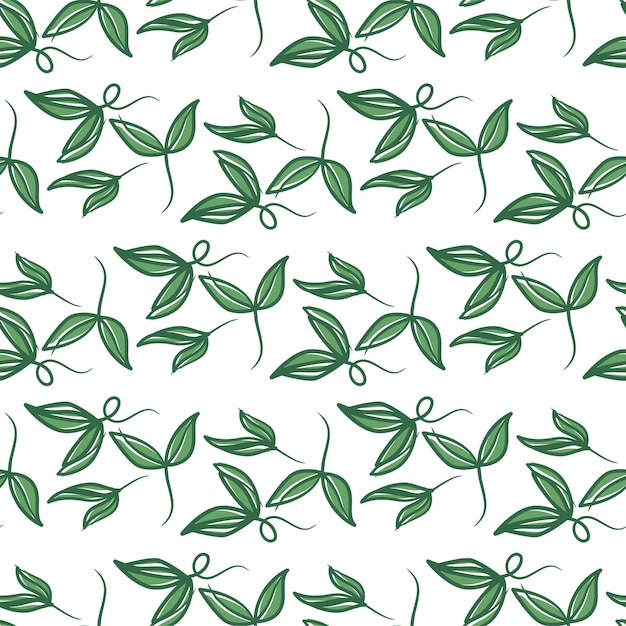 Botanical floral leaves seamless pattern. Summer and spring print. Floral pattern, Green leaves