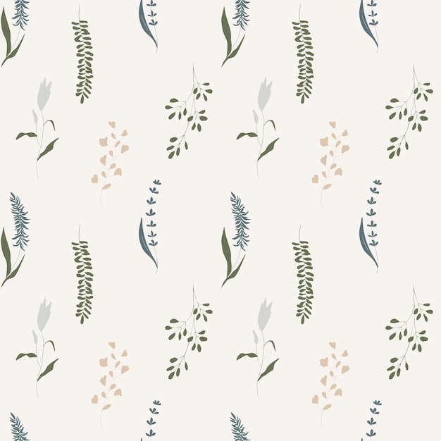 Botanical floral seamless pattern Handdrawn meadow flowers and leaves on a light background perfect for scrapbooking greeting cards wrapping paperx9