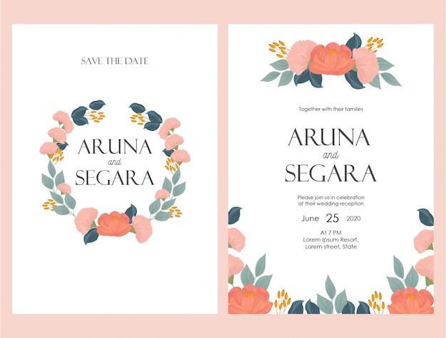 Botanical flower wedding invitation