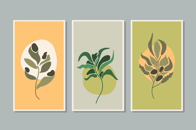 Vector botanical foliage plant leaf wall art vector set