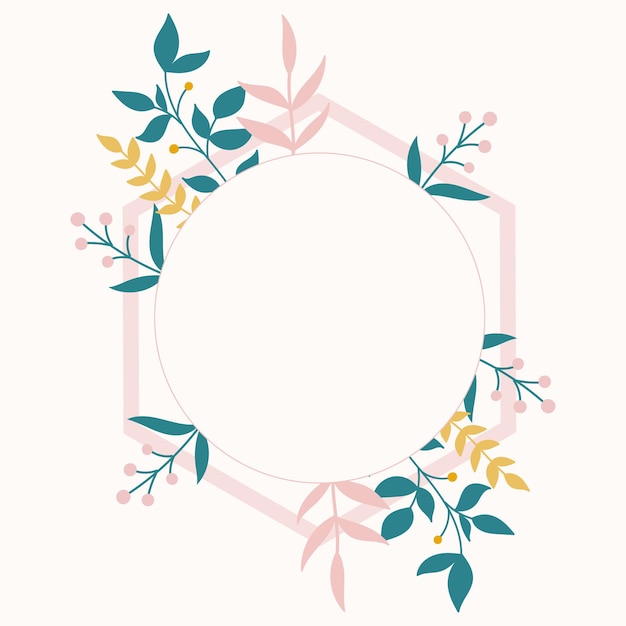 botanical frame in pink color