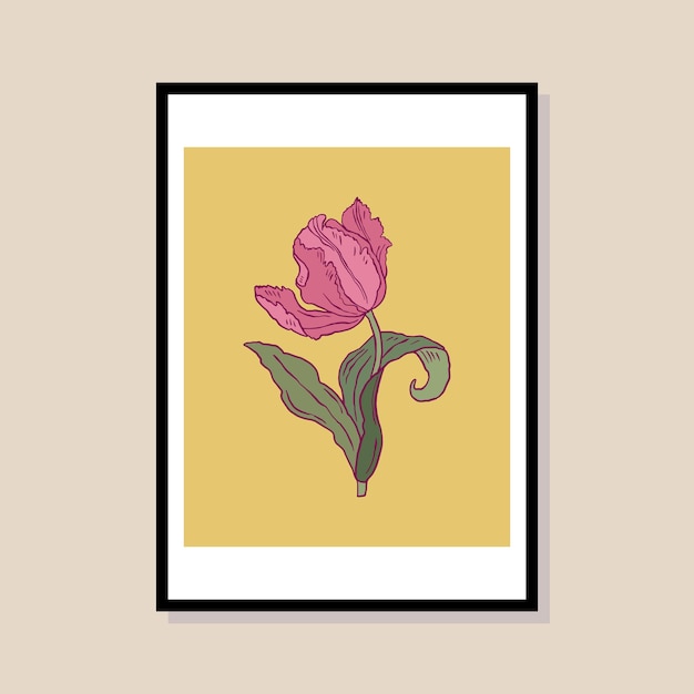 Vector botanical hand drawn vector illustration in a poster frame template