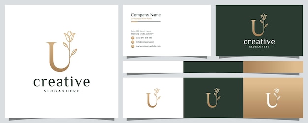 Botanical letter u logo design template