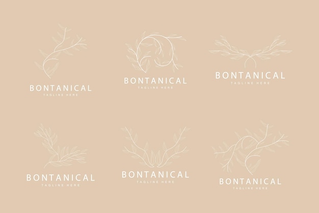 Vector botanical logo nature plant design flower plant icon vector with line model