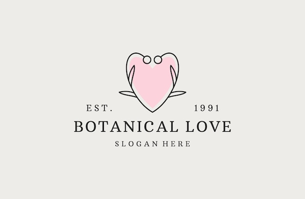 Botanical love logo template vector illustration design