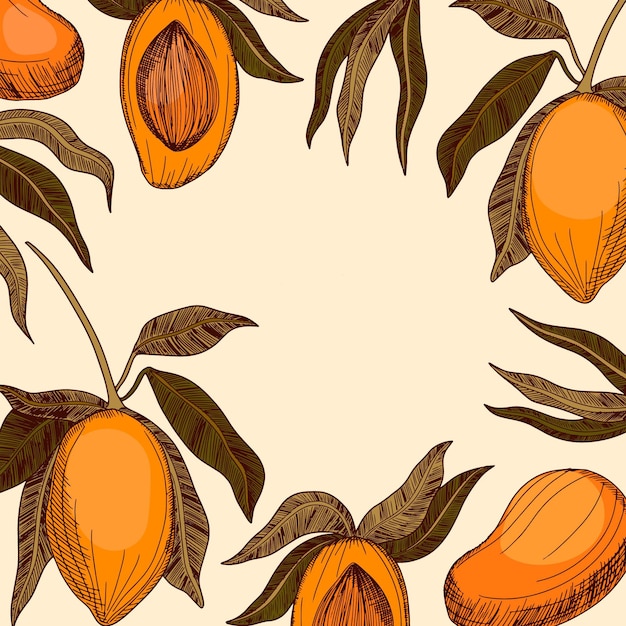 Botanical mango tree illustration