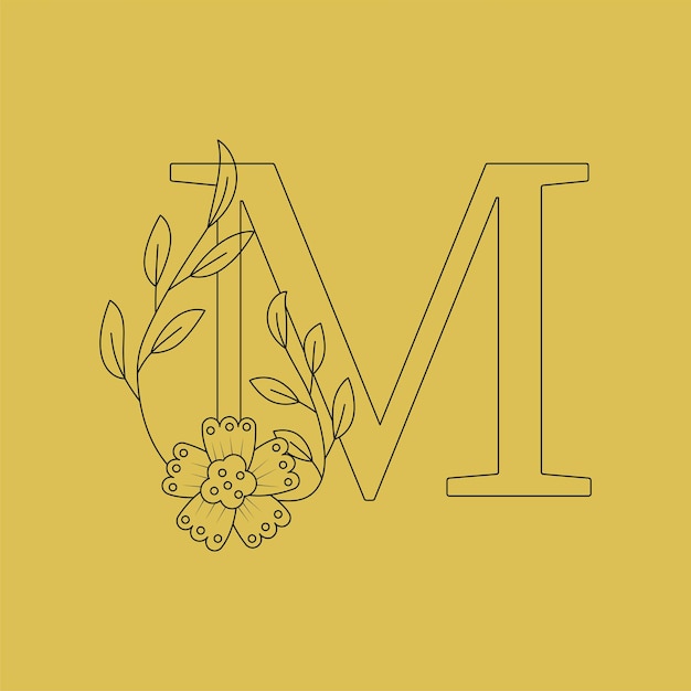 Botanical Minimalist capital letter M Initial Letter Feminine Logos