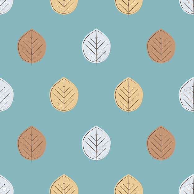 Botanical seamless pattern in retro style Abstract midcentury modern leaves and shapes in 60s 70s