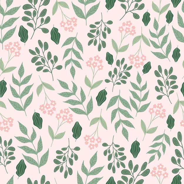 Botanical seamless pattern with flowers  and leaves