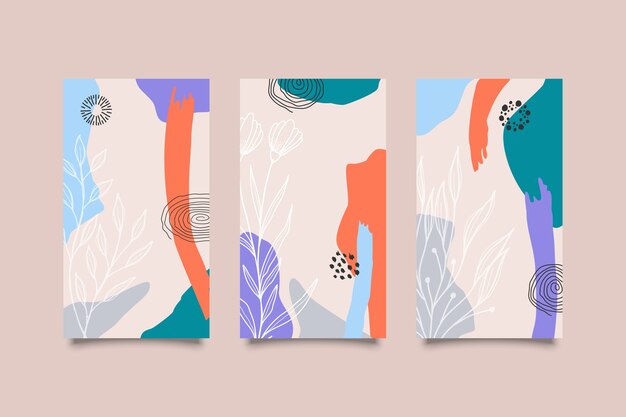 Botanical Stories with hand drawn shapes set