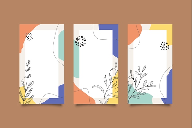 botanical Stories with hand drawn shapes set