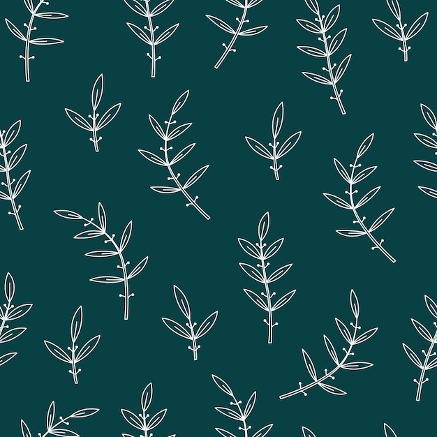 Botanical vector seamless pattern with plants and flowers