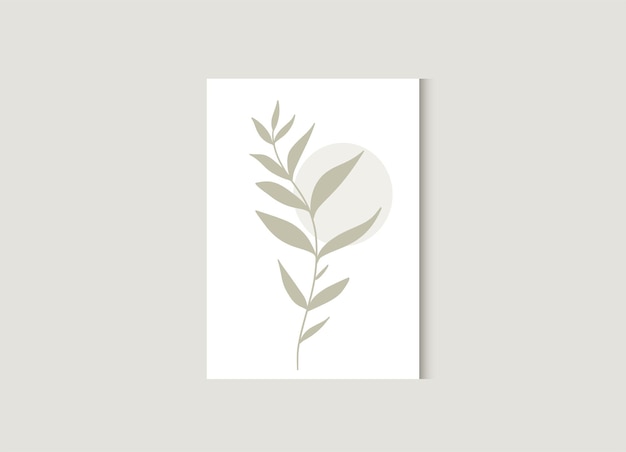 Botanical Wall art Foliage vector wall art template Hand drawn flat leaves leaf branch line art