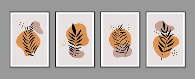 Botanical wall art vector set Minimal and natural wall art